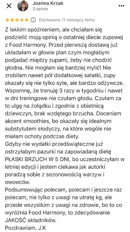 dieta zupowa food harmony catering opinie